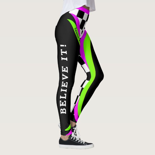 Alternative Concept Chequered Flourescent Believe Leggings (Right)