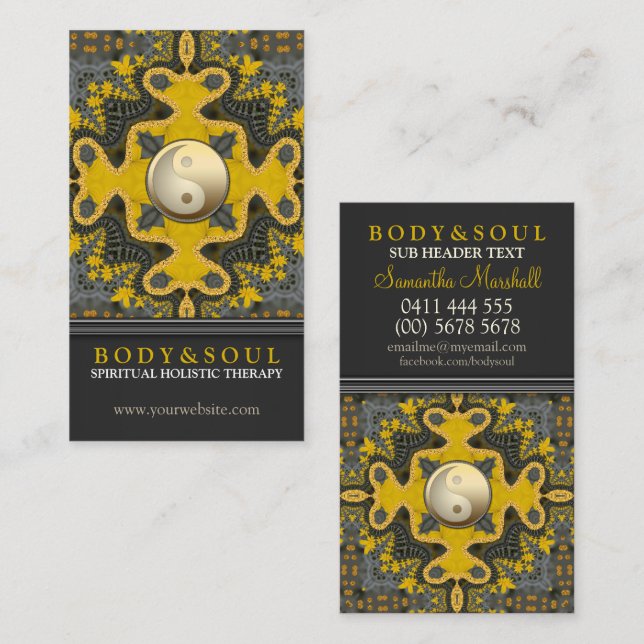 Alternative Eastern Gold Yin Yang Geometry  Business Card (Front/Back)