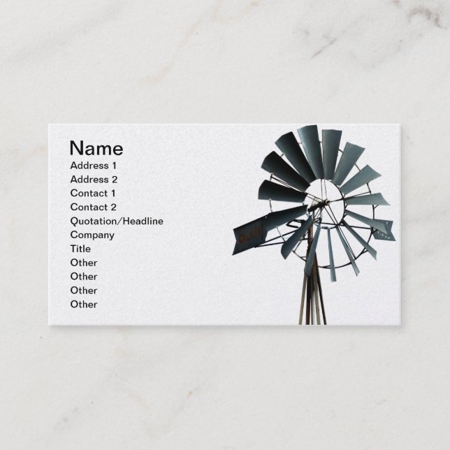 Alternative Energy - Pinwheel Windmill Power Business Card (Front)