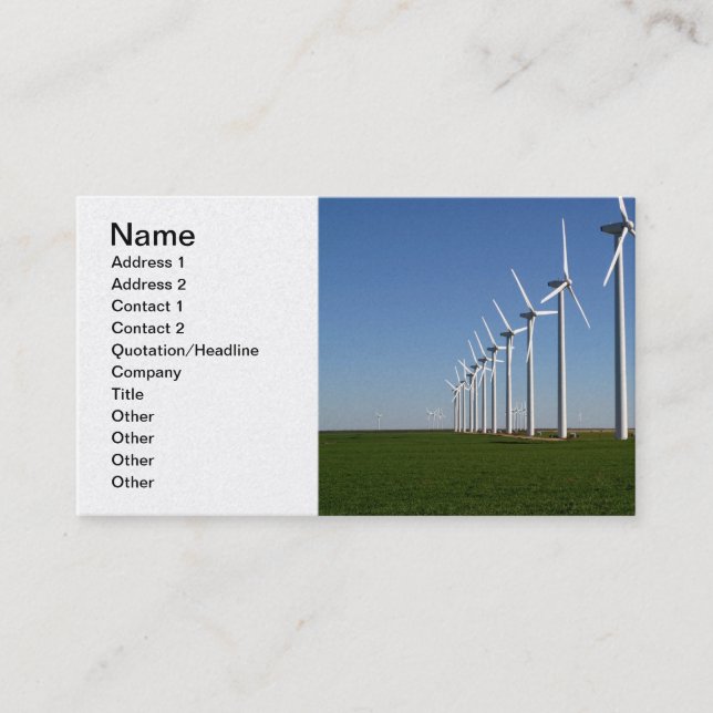 Alternative Energy - The Green Power Business Card (Front)