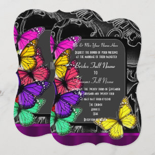 Alternative gothic butterfly invitation