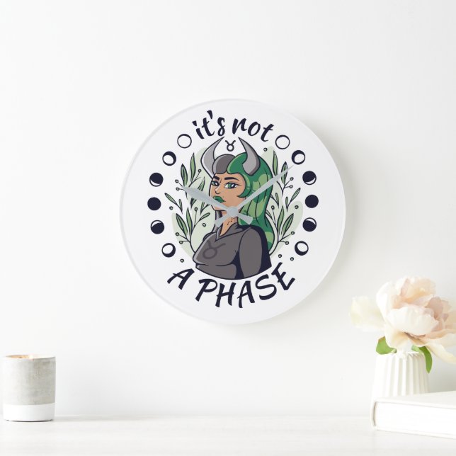 Alternative Gothic Girl Art It's Not a Phase  Large Clock (Home)
