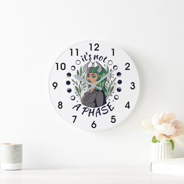 Alternative Gothic Girl Art It's Not a Phase  Large Clock (Home)