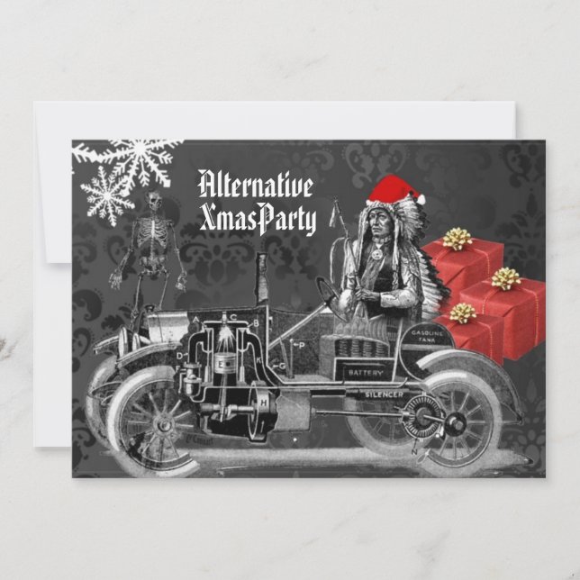 Alternative  Gothic Steampunk   Christmas Invitation (Front)