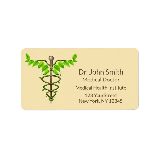 Alternative Medical Caduceus Green Leaves Beige Label (Front)