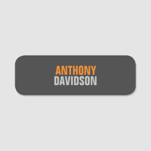 Alternative Perfect Cute Grey Orange Bold Text Name Tag