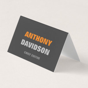 Alternative Perfect Size Grey Orange Bold Text Business Card