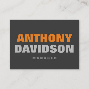 Alternative Perfect Size Grey Orange Bold Text Business Card