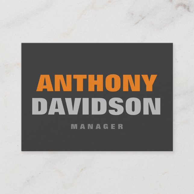 Alternative Perfect Size Grey Orange Bold Text Business Card (Front)