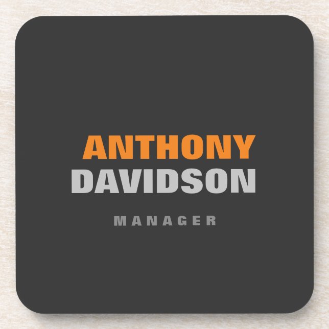 Alternative Perfect Size Grey Orange Bold Text Coaster (Front)