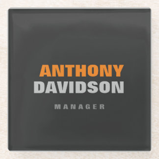 Alternative Perfect Size Grey Orange Bold Text Glass Coaster