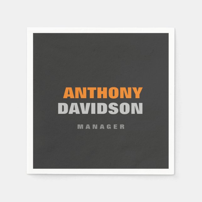 Alternative Perfect Size Grey Orange Bold Text Napkin (Front)