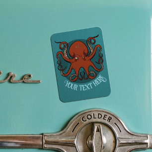 Alternative Red Octopus Logo Add Your Text Artwork Magnet