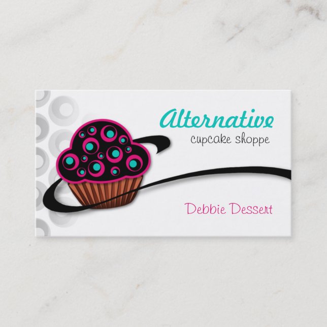 Alternative Retro Pink Cupcake Business Cards (Front)
