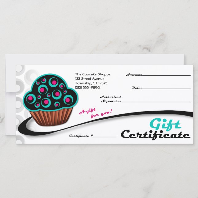 Alternative Retro Teal Cupcake - Gift Certificates (Front)