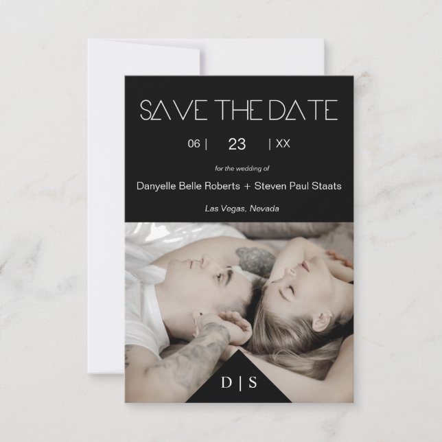 Alternative Tattooed Couple 3 Photos Engagement Save The Date (Front)