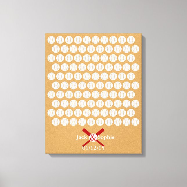 Alternative wedding guest book baseball color (Front)