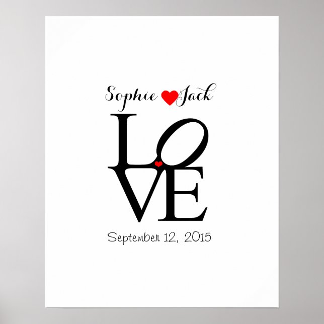 Alternative wedding guest book LOVE choose colour (Front)