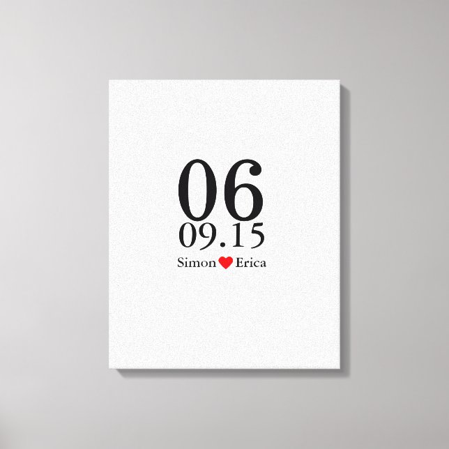 Alternative wedding guest book signing canvas date (Front)