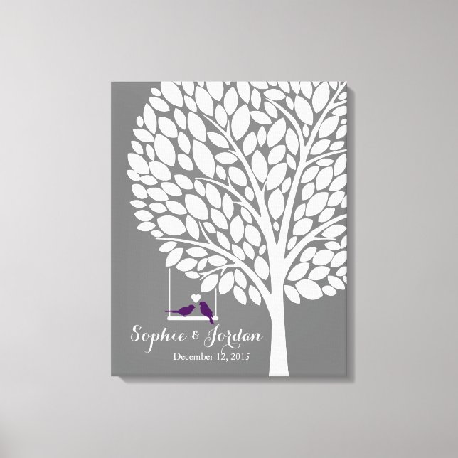 Alternative wedding guestbook heart tree purple (Front)