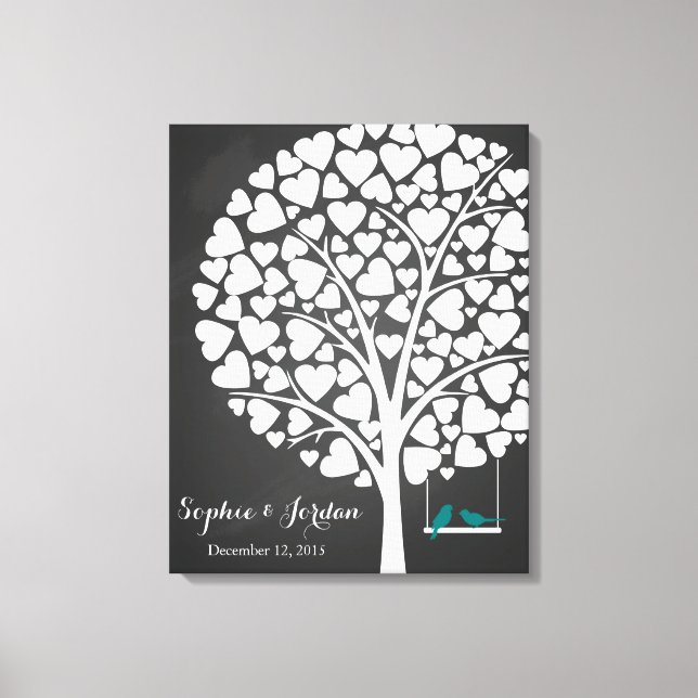 Alternative wedding guestbook heart tree teal (Front)
