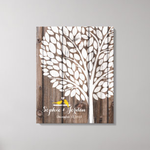 Alternative wedding guestbook heart tree yellow