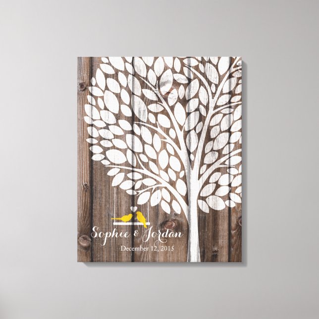 Alternative wedding guestbook heart tree yellow (Front)