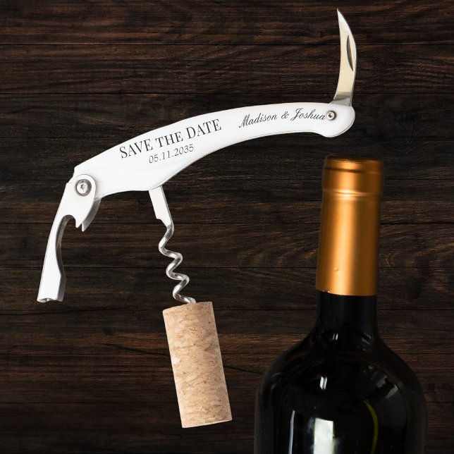 Alternative White Elegant Wedding Save The Date Corkscrew (Alternative White Elegant Wedding Save The Date Waiter's Corkscrew
)