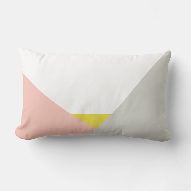 Althea Pink & Grey Abstract Colour Block Pillow (Front)
