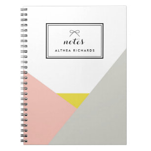 Althea Pink & Grey Personalised Notebook
