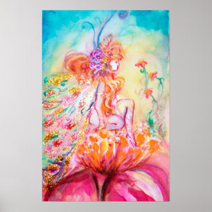 ALTHEA /Whimsical Fairy on the Pink Flower Poster