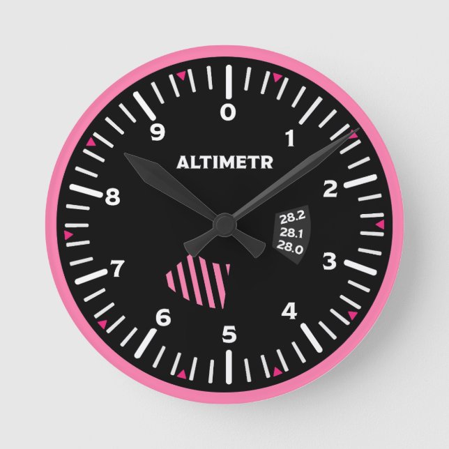 Altimetr Lady Pilot Aviation Geek Round Clock (Front)