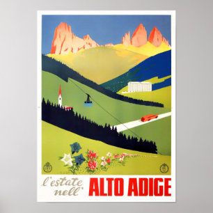Alto Adige Italy vintage travel Poster