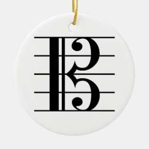 Alto Clef on Staff Ceramic Tree Decoration