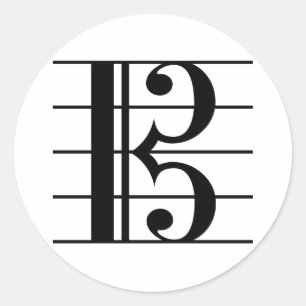 Alto Clef on Staff Classic Round Sticker