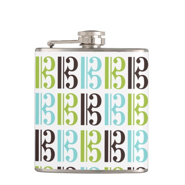 Alto Clef Pattern Hip Flask (Front)