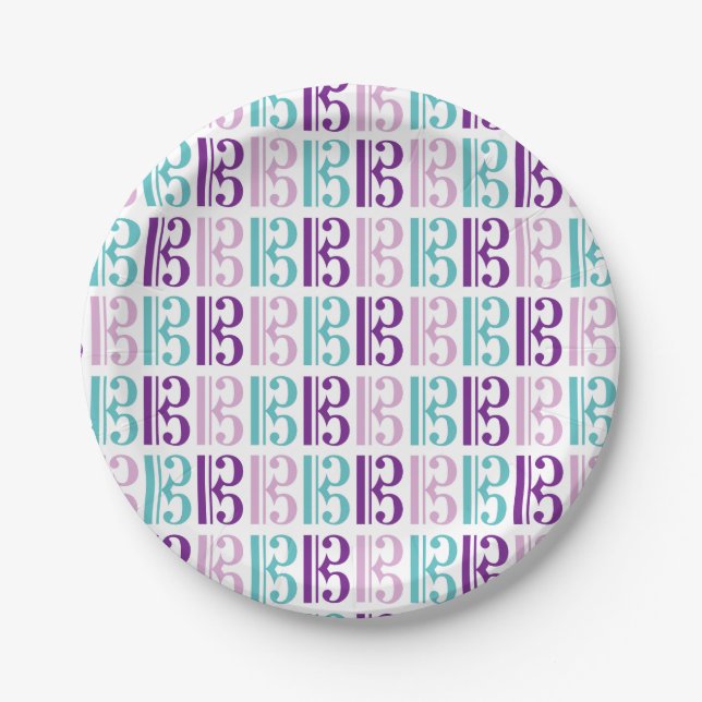 Alto Clef Pattern Paper Plate (Front)