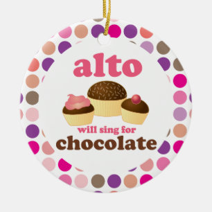 Alto Music Choir Singer Funny Chocolate Ceramic Tree Decoration