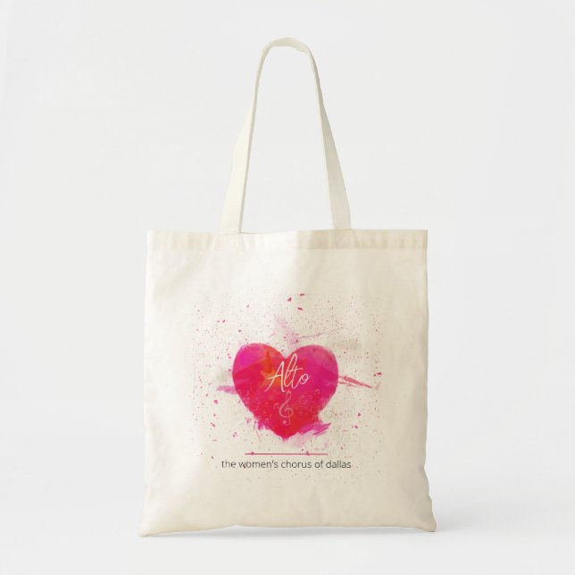 Alto Musical Heart Singing Part Tote Bag (Front)