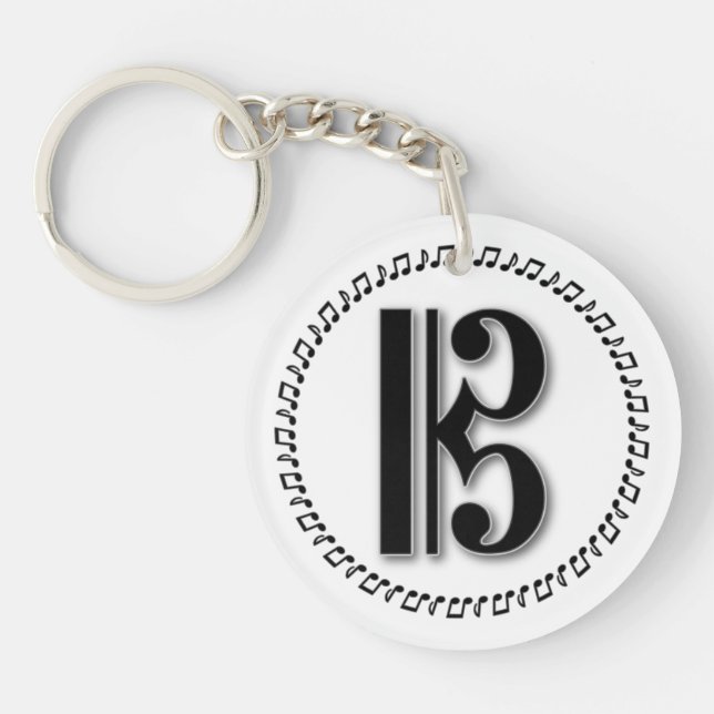 Alto or Tenor Clef Music Note Design C Clef Key Ring (Front)