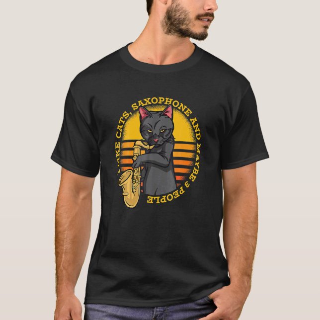 Alto Saxophone Player Cat Windwood Musicians T-Shirt (Front)