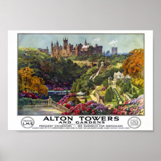 Alton Towers and Gardens Vintage Travel Poster