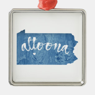 Altoona Pennsylvania Wood Grain Metal Tree Decoration