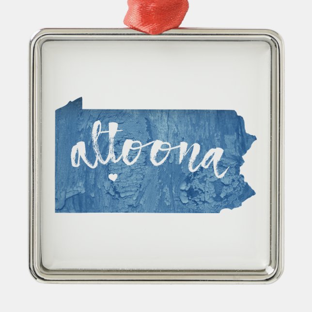 Altoona Pennsylvania Wood Grain Metal Tree Decoration (Front)