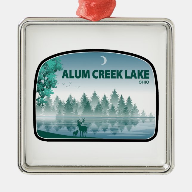 Alum Creek Lake Ohio Deer Metal Tree Decoration (Front)
