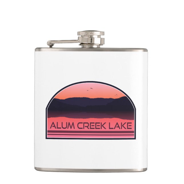 Alum Creek Lake Ohio Red Sunrise Hip Flask (Front)