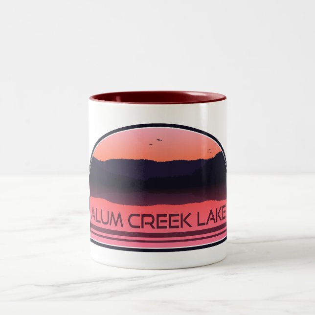 Alum Creek Lake Ohio Red Sunrise Two-Tone Coffee Mug (Center)