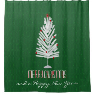 Aluminium Christmas Tree  Green Christmas Shower Curtain