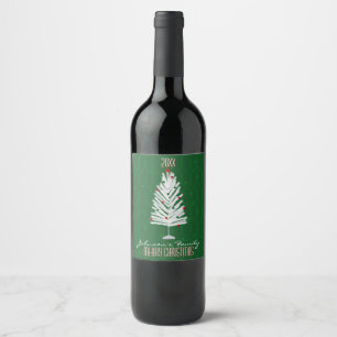 Aluminium Christmas Tree Green Merry Christmas Wine Label