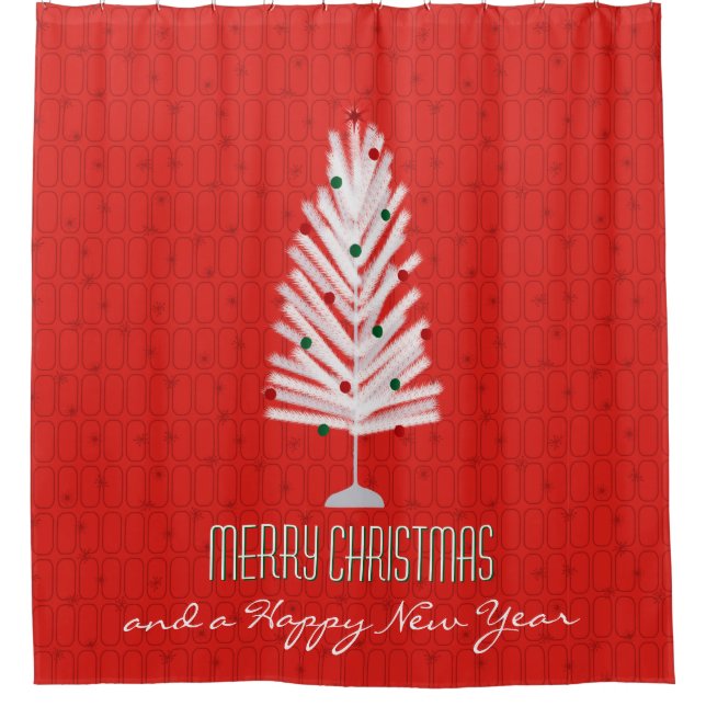 Aluminium Christmas Tree Red Shower Curtain (Front)